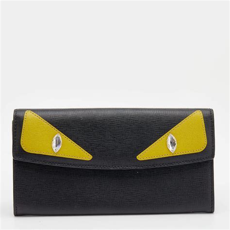 fendi long leather monster wallet|Fendi continental wallet on chain.